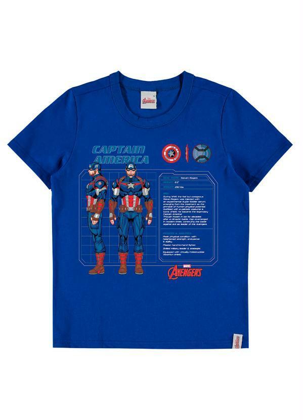 Malwee Kids - Camiseta Infantil Menino Vingadores Capitão América Azul