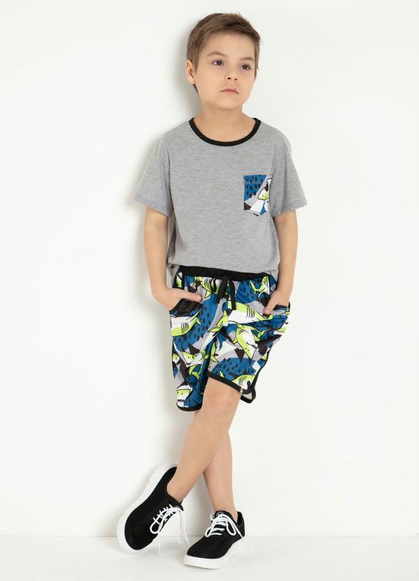 Queima Estoque - Camiseta Infantil Mescla com Bolso Estampado 5