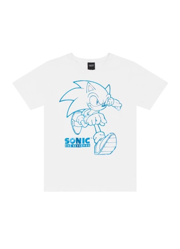Brandili - Camiseta Infantil Metalizada do Sonic Branco 3