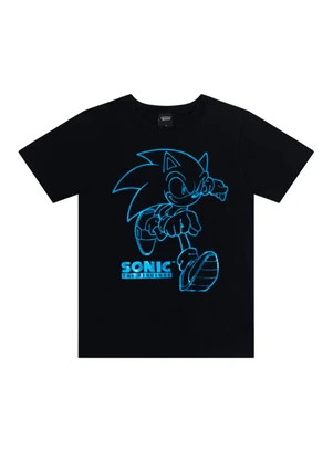 Brandili - Camiseta Infantil Metalizada do Sonic Preto - BRANDILI