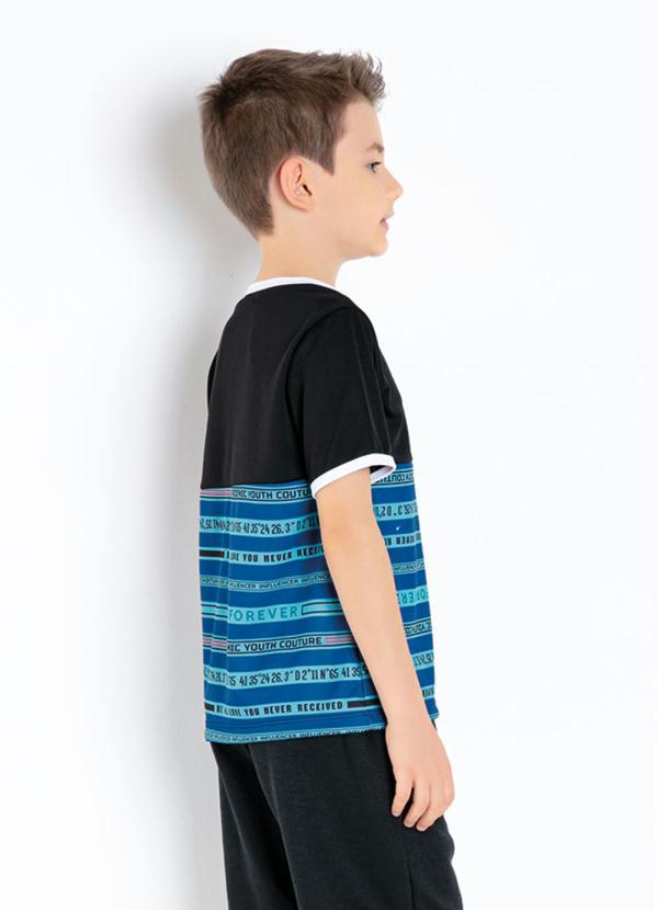 Outlet - Camiseta Infantil Preta com Recorte Estampado 2