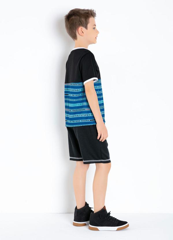 Outlet - Camiseta Infantil Preta com Recorte Estampado 4