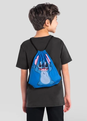 Brandili - Camiseta Infantil Stitch com Bolsa Cinza - BRANDILI