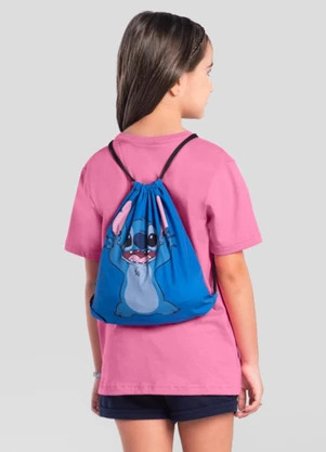 Brandili - Camiseta Infantil Stitch com Bolsa Rosa - BRANDILI