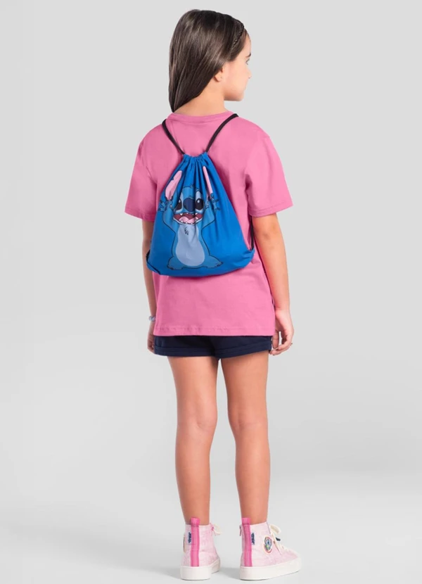 Brandili - Camiseta Infantil Stitch com Bolsa Rosa 4