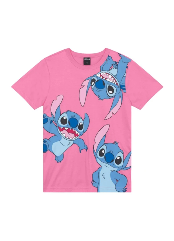 Brandili - Camiseta Infantil Stitch com Bolsa Rosa 7