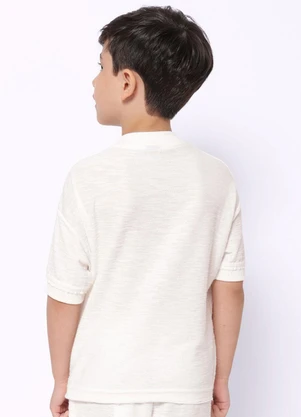 Torra - Camiseta Infantil Texturizada Bordado Off White - TORRA