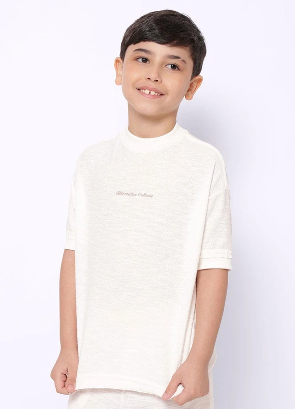 Torra - Camiseta Infantil Texturizada Bordado Off White