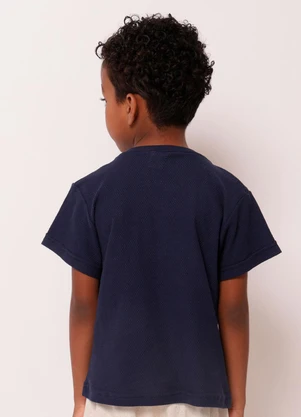 Torra - Camiseta Infantil Texturizado com Botões Marinho - TORRA