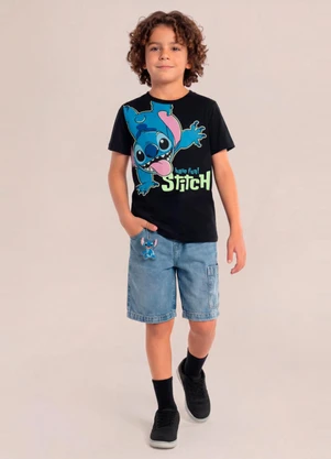 Brandili - Camiseta Infantil Unissex em Meia Malha Preto - BRANDILI