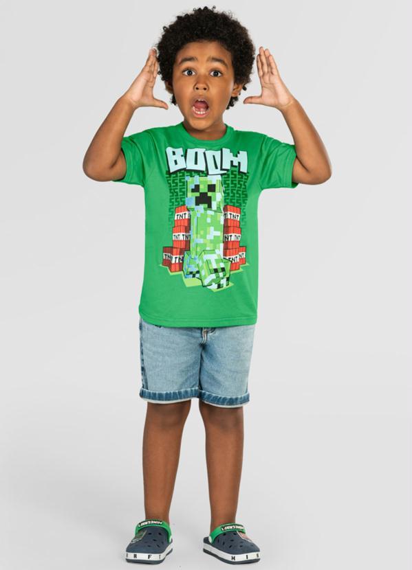 Brandili - Camiseta Infantil Unissex Minecraft Verde 2