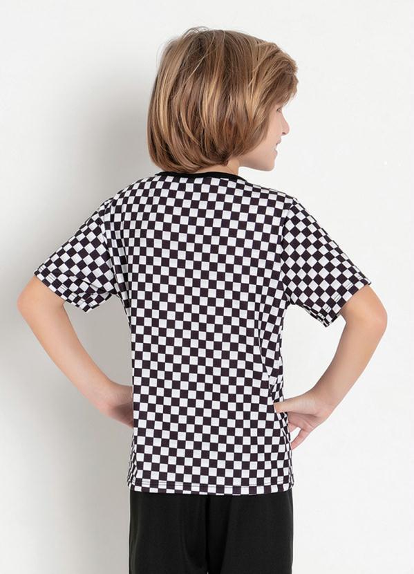 Outlet - Camiseta Infantil Xadrez Preto com Mangas Curtas 2