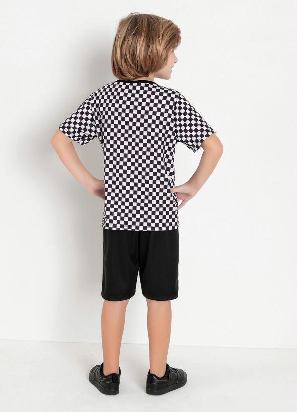Outlet - Camiseta Infantil Xadrez Preto com Mangas Curtas 4