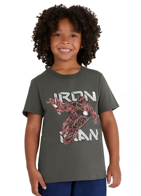 Malwee Kids - Camiseta Iron Man em Malha Cinza Chumbo