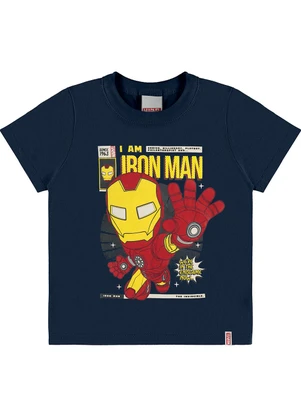 Malwee Kids - Camiseta Iron Man em Puff Menino Azul Marinho - MALWEE KIDS