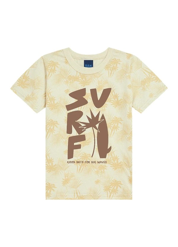 Ddk - Camiseta Juvenil Estampa Coqueiros Bege