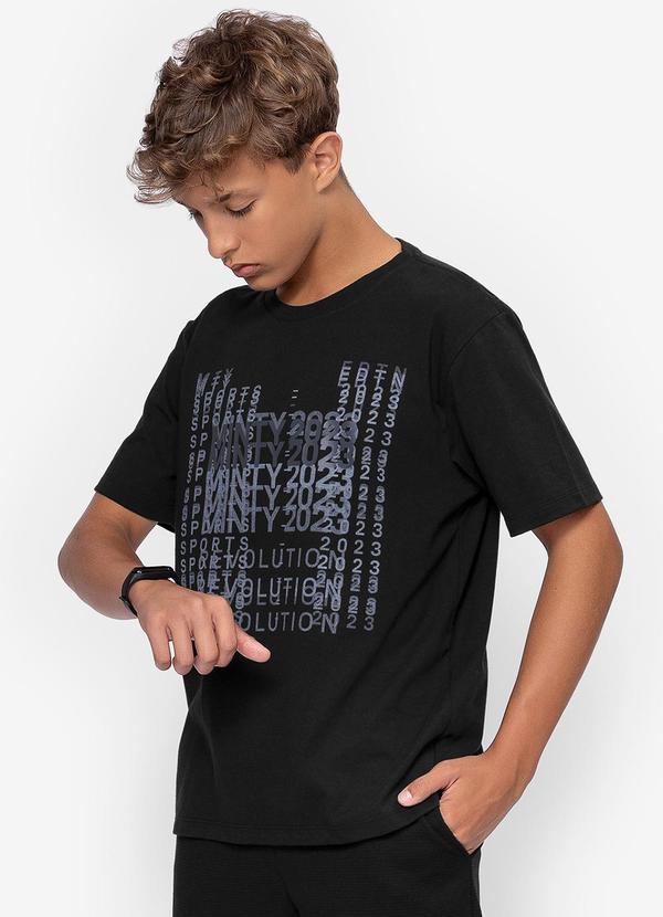 Minty - Camiseta Juvenil Estampada Masculina Preto 1