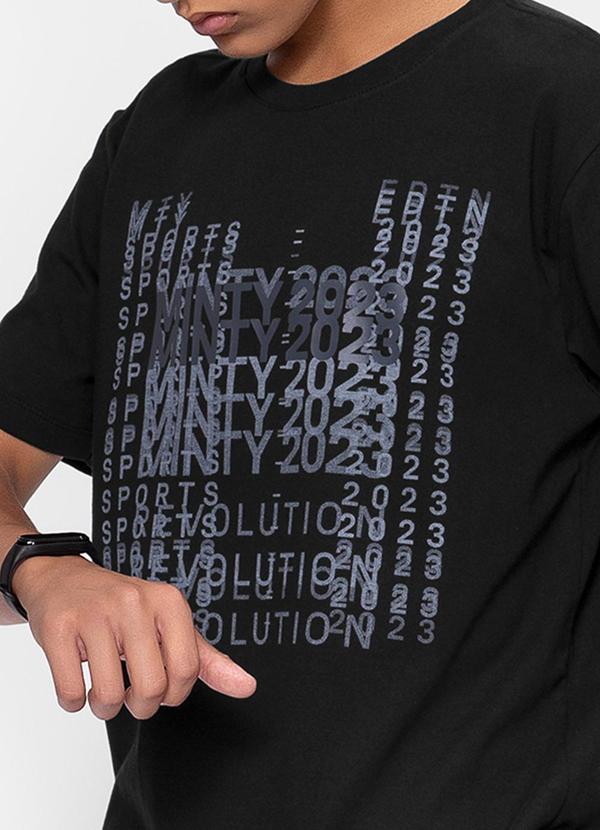 Minty - Camiseta Juvenil Estampada Masculina Preto 2
