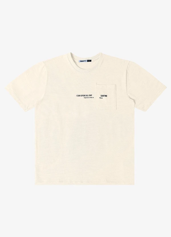 Minty - Camiseta Juvenil Malhão Flamê Masculina Bege