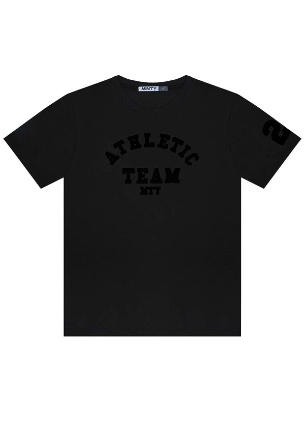 Minty - Camiseta Juvenil Masculina em Meia Malha Preto