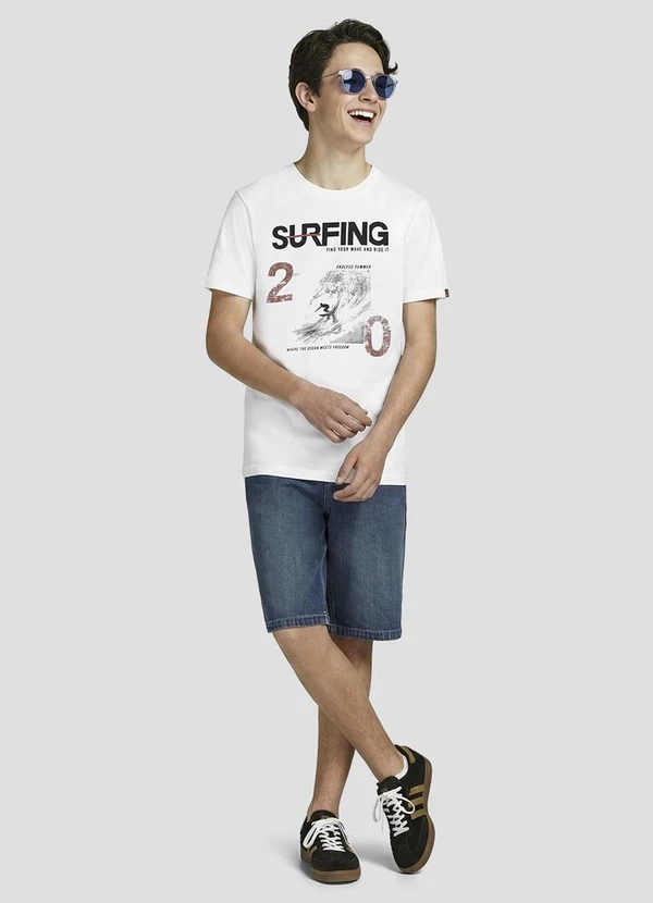 Based. - Camiseta Juvenil Masculina Meia Malha Branco