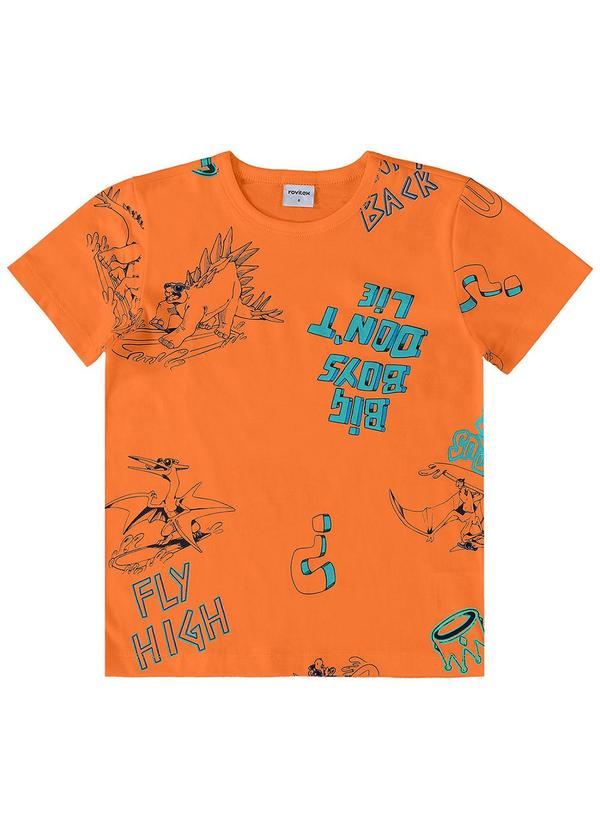 Rovi Kids - Camiseta Juvenil Masculina Meia Malha Laranja