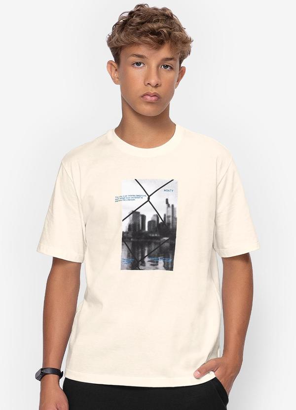 Minty - Camiseta Juvenil Meia Malha Masculina Bege