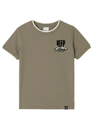 Malwee Kids - Camiseta Keep Going em Malha Taupe - MALWEE KIDS