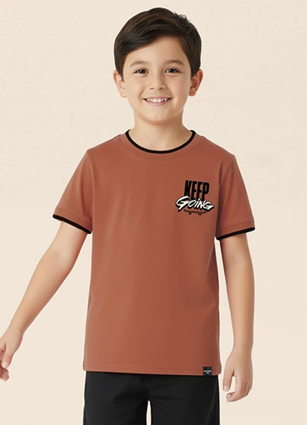 Malwee Kids - Camiseta Keep Going em Malha Terracota