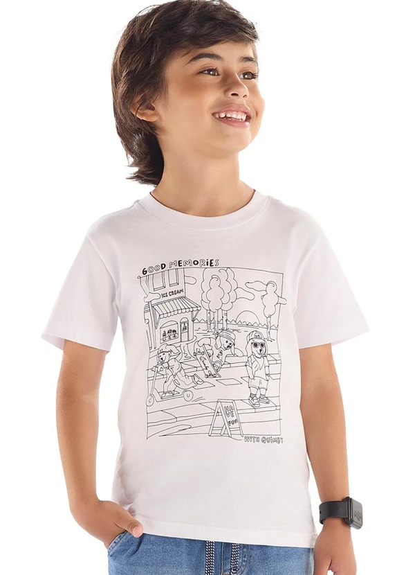 Quimby - Camiseta Kit Canetinhas Pintar Quimby Branco