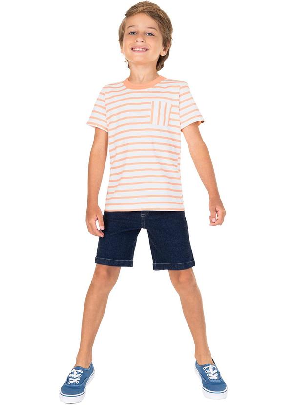 Malwee Kids - Camiseta Laranja Claro Listrada em Malha Menino 2