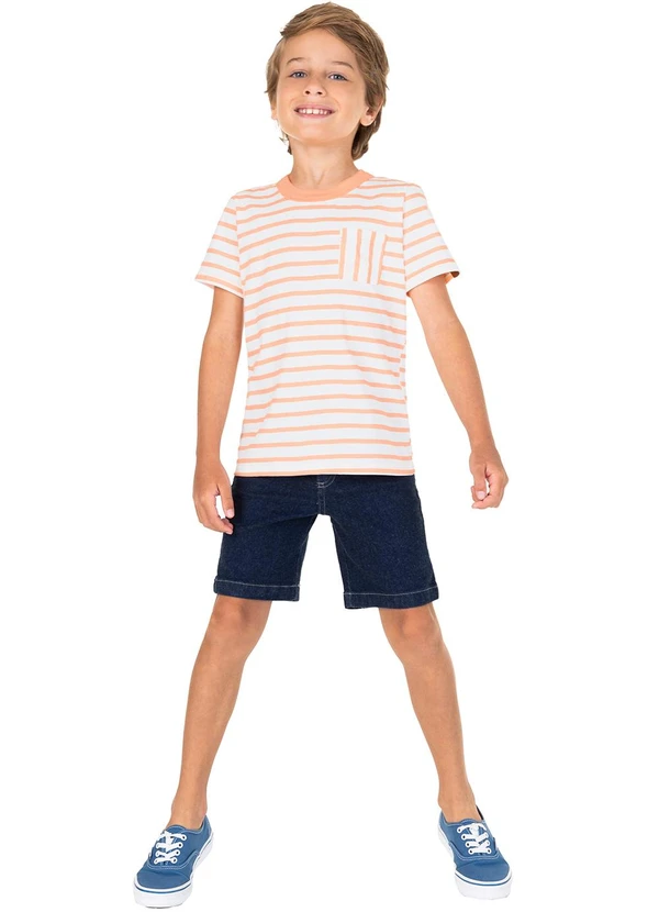 Malwee Kids - Camiseta Laranja Claro Listrada em Malha Menino 2