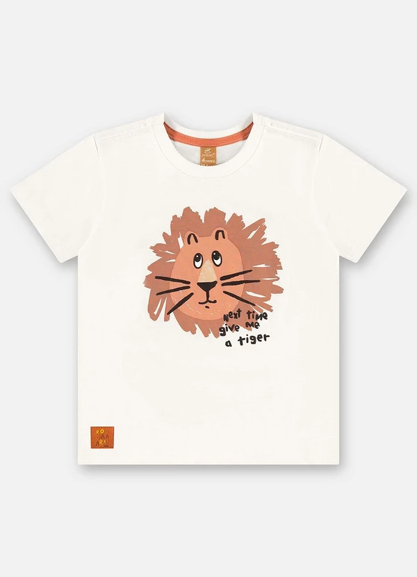 Up Baby - Camiseta Leão Algodão Infantil Bege 3
