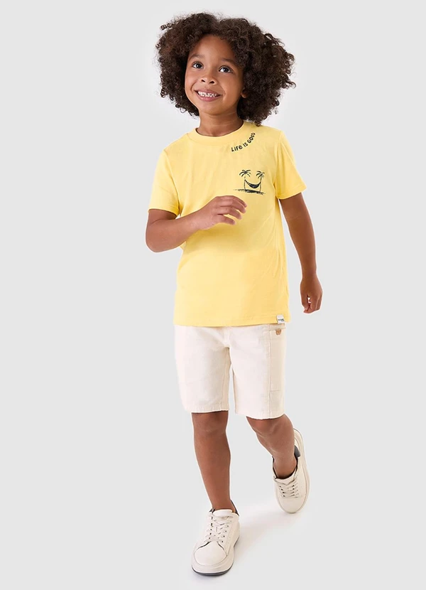 Malwee Kids - Camiseta Life Is Good em Malha Amarelo 2