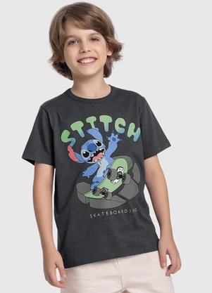 Fakini Kids - Camiseta Lilo & Stitch Cinza - FAKINI KIDS