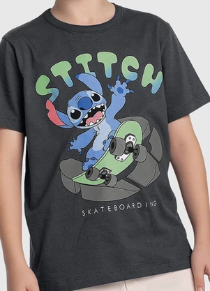 Fakini Kids - Camiseta Lilo & Stitch Cinza - FAKINI KIDS