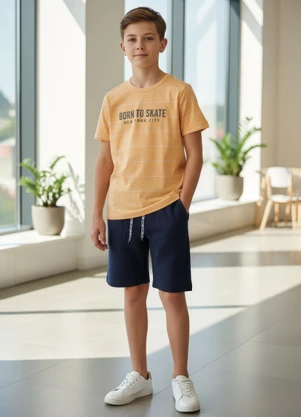 Multimarcas - Camiseta Listrada Bege - MULTIMARCAS