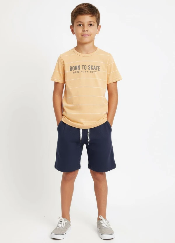 Multimarcas - Camiseta Listrada Bege 3