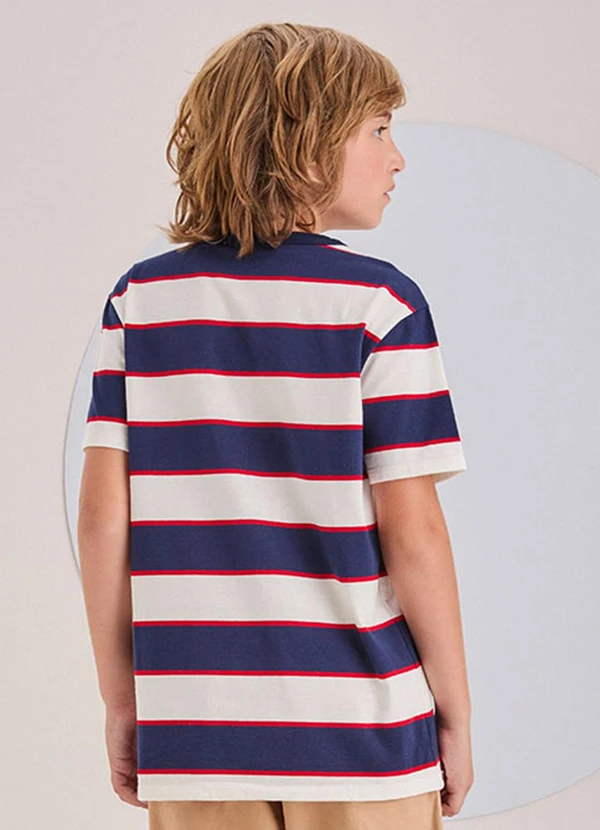 Youccie - Camiseta Listrada Branca e Azul Marinho 2