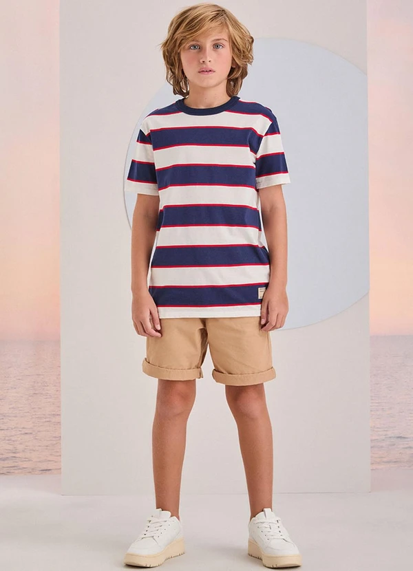 Youccie - Camiseta Listrada Branca e Azul Marinho 3