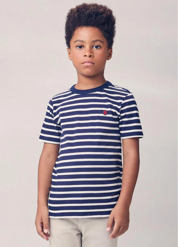 Youccie - Camiseta Listrada com Patch Youccie Marinho 1