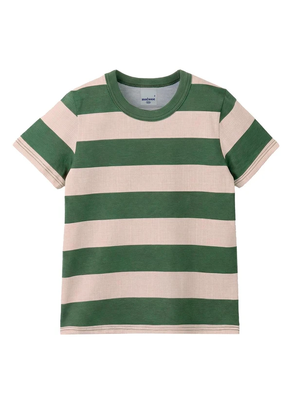 Malwee Kids - Camiseta Listrada em Malha Verde Menta