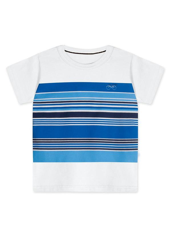 Marisol - Camiseta Listrada Masculina Branco