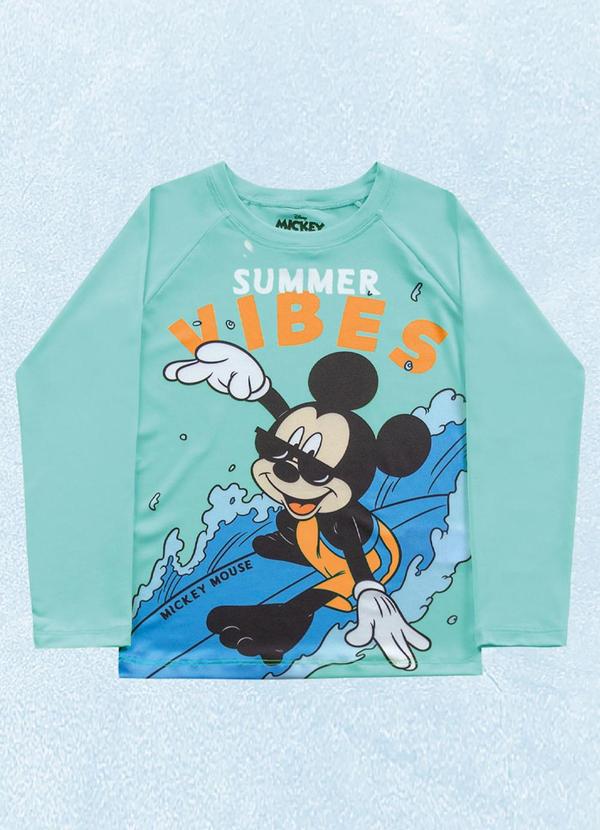 Fakini Kids - Camiseta M/Longa Moda Praia Mickey Azul