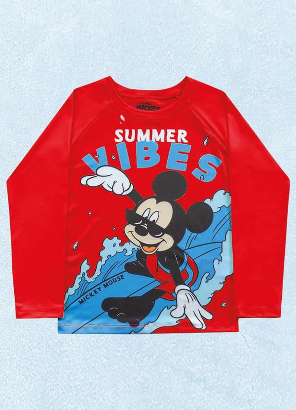Fakini Kids - Camiseta M/Longa Moda Praia Mickey Laranja