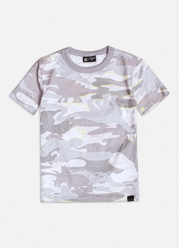 Youccie - Camiseta Manga Curta Camuflada Cinza