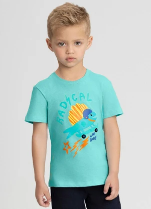 Camiseta Manga Curta Dinossauro Up Baby Azul - UP BABY