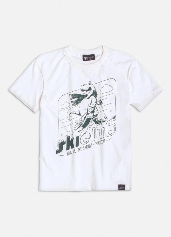 Youccie - Camiseta Manga Curta do Dino Skiclub Off White