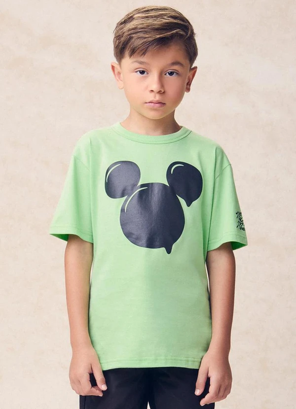 Youccie - Camiseta Manga Curta do Mickey Verde
