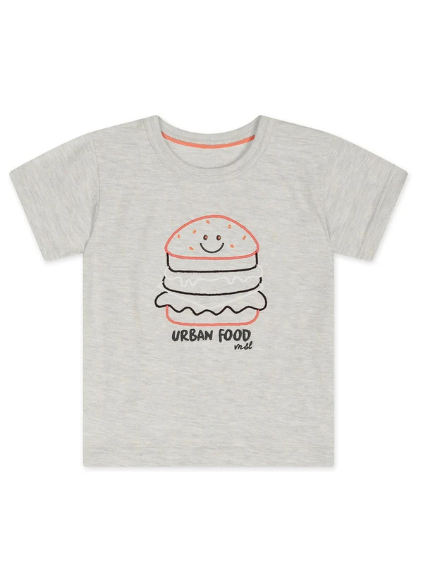 Marisol - Camiseta Manga Curta Infantil Masculina Cinza